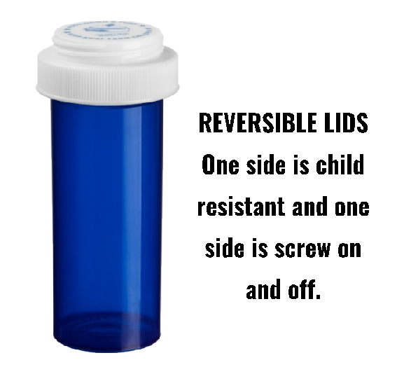 BLUE Pill Vials - Reversible Lids